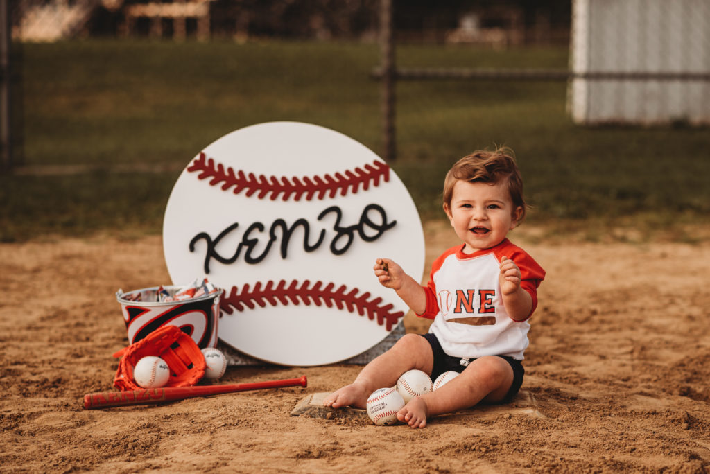 baseball themed first birthday session